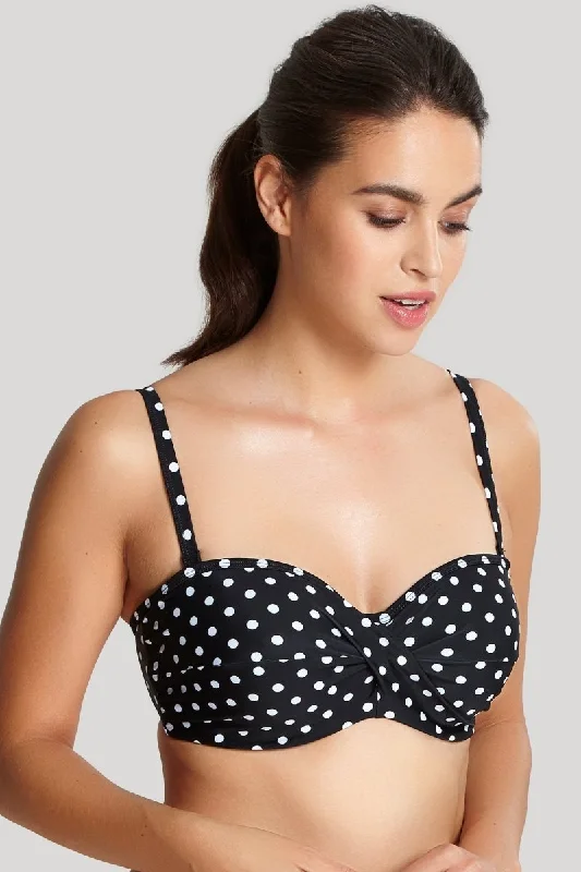 Anya Spot Bandeau Swim Bikini Top Black/White- SW1013