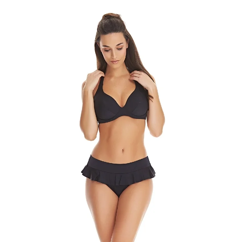 Remix UW Banded Halter Bikini Swim Top Black- AS3955