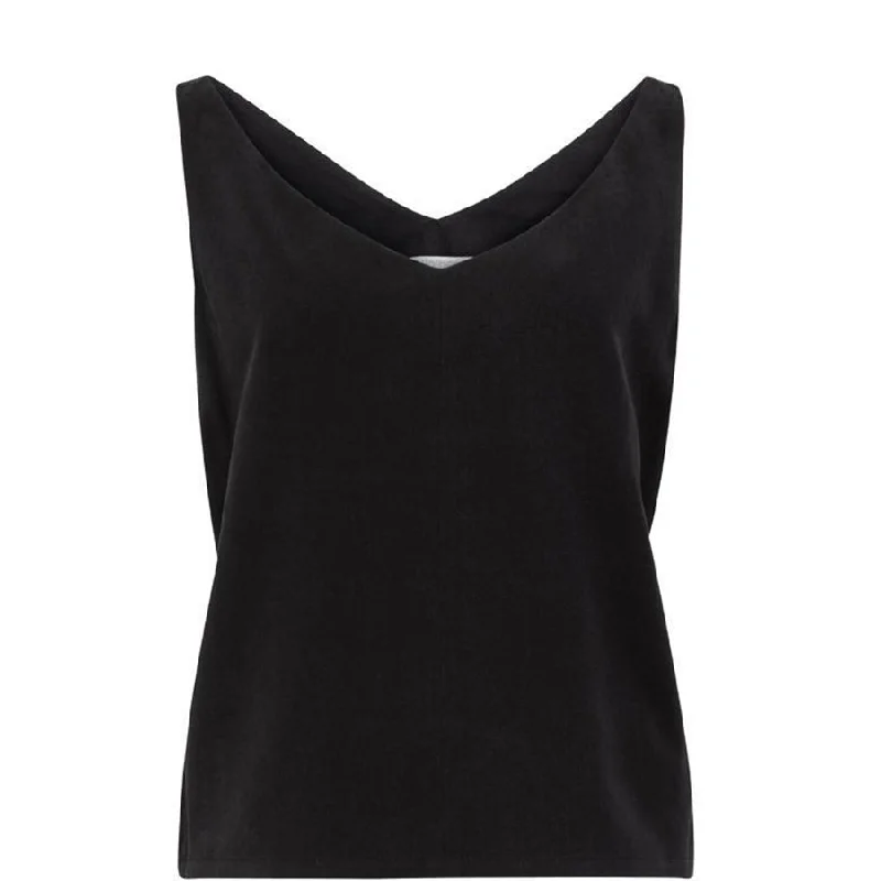 V-TOP IN BLACK MADE OF TENCEL