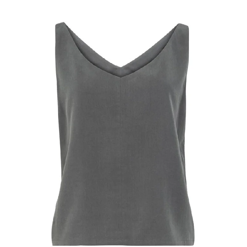 V-TOP IN GREY MADE OF TENCEL