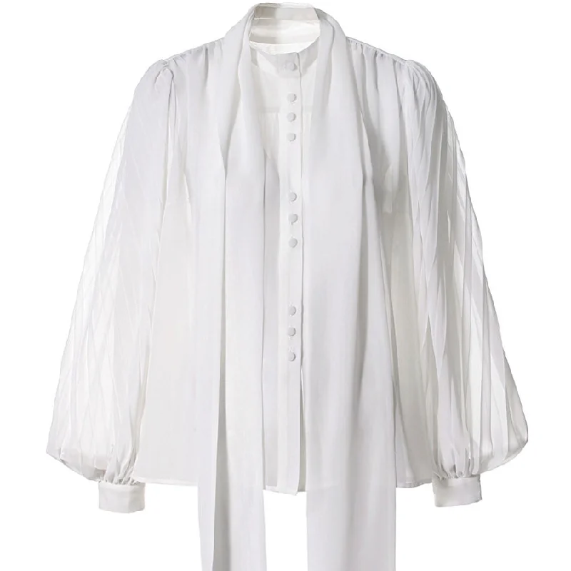 SILK BLEND CHIFFON BLOUSE "LINDA" IN WHITE