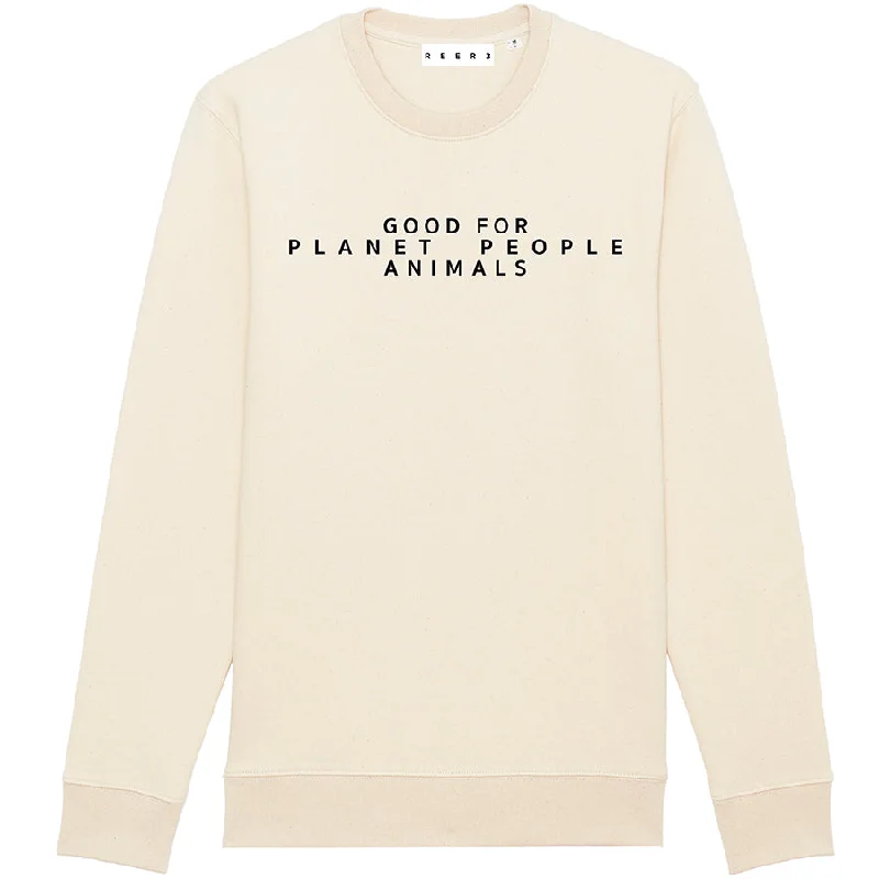 UNISEX STATEMENT SWEATER "GOOD FOR" IN BEIGE