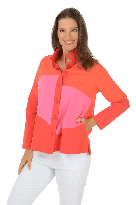 Hot Chili Color Block Shirt Jacket