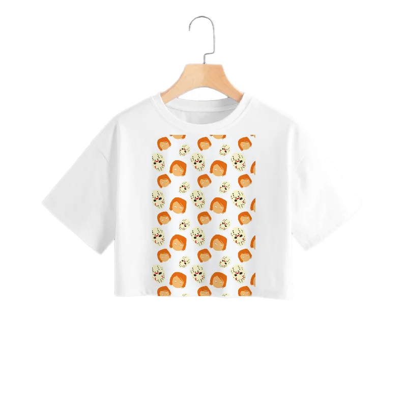 Chucky And Jason Pattern - Halloween Crop Top