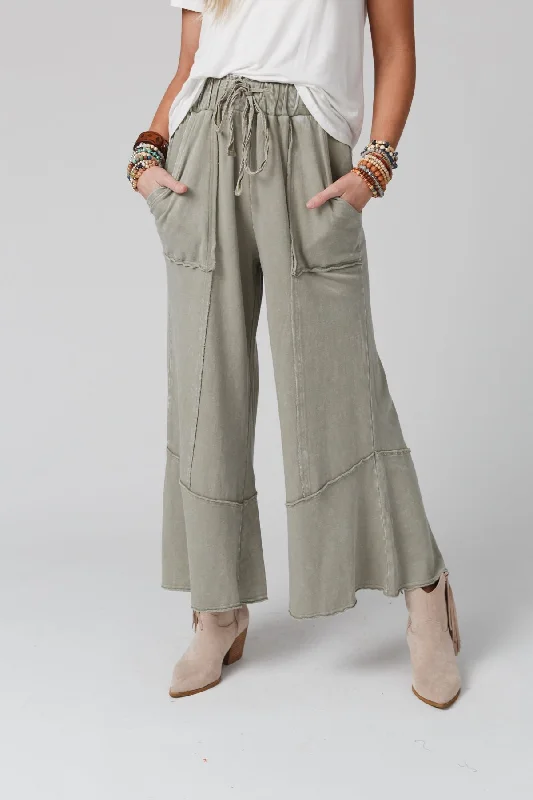 Feeling Good Wide Leg Pant - Faded Sage