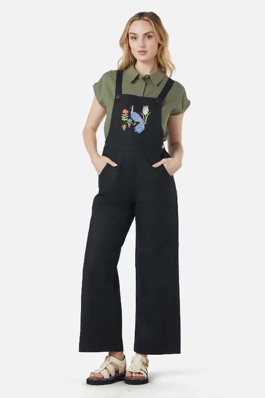 Peacock Embroidered Overalls