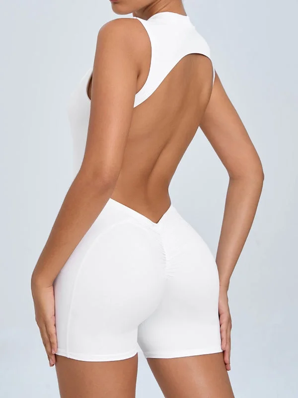 ZASUWA Female Backless Scrunch Bum With Pads Short Jumpsuit