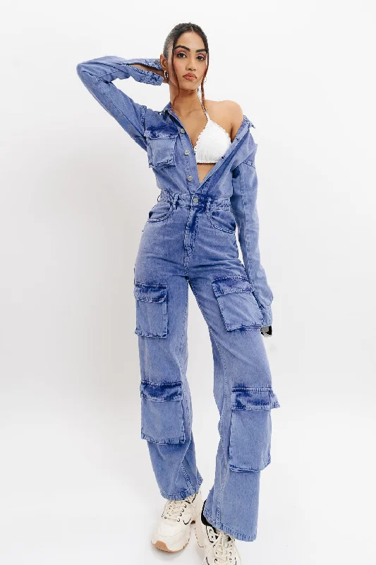 Denim Violet Wash Carpenter Jumpsuit