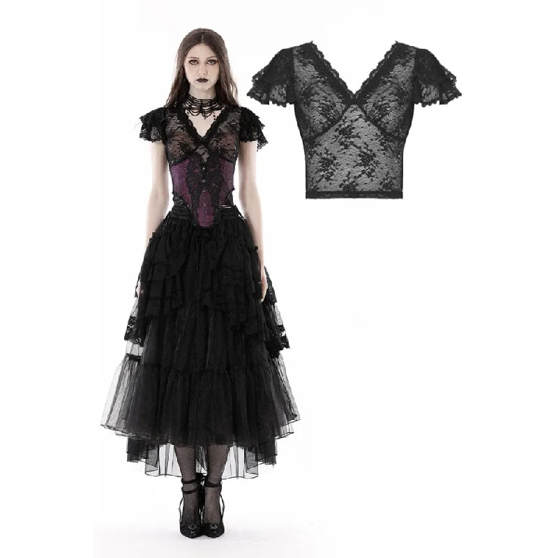 Women's Gothic Plunging Lace Top